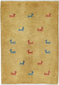 Gabbeh Teppich Orient Perser Rug Zollanvari Gelb Schurwolle Naturfarben Gashgai - Picture 1 of 1