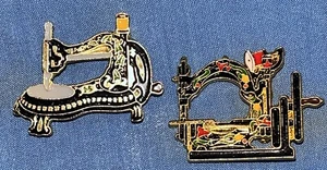 Two Replica Sewing Machine Clotilde #2 & #5 Wilcox 1882 Lapel Pins - Picture 1 of 5