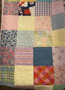 Vintage Handmade Large 98x84 Patchwork Quilt Gorgeous Pink Green Gingham  - Picture 1 of 11