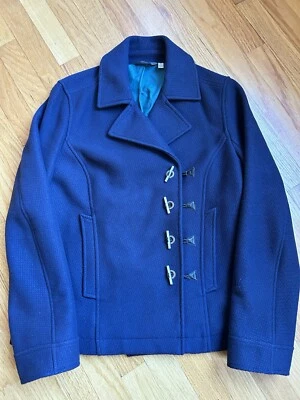 Ibex Women’s Merino Wool Pea Coat-Medium-Navy - Image 1 of 4