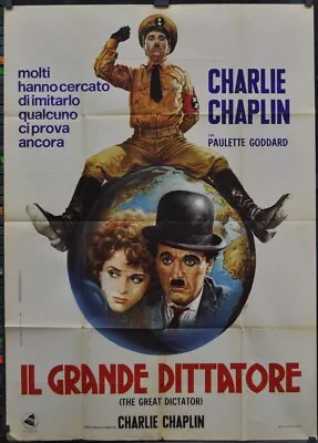 Groß Diktator R1970'S Orig 39X55 Italienische Film Poster Charlie Chaplin - Bild 1 von 4