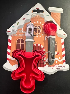 CWC Cook with Color 8 Piece Measuring Spoons and Cups Set Gingerbread Man NEW - Picture 1 of 8