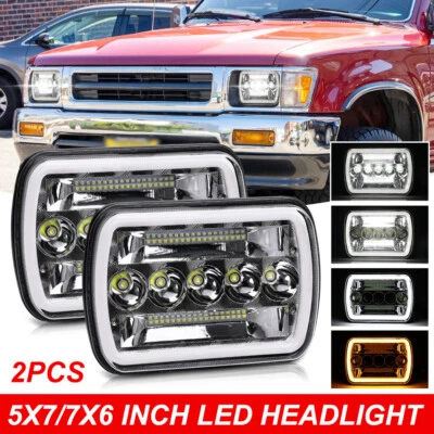 Pair 7X6" 5X7" inch LED Headlights Sealed beam Halo DRL for Toyota Pickup Truck - Bild 1 von 4