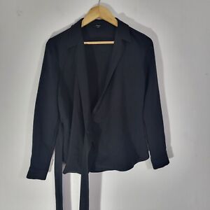 NEXT Wrap Jacket Blazer Size 8-UK Black Tie Closure Smart Formal 