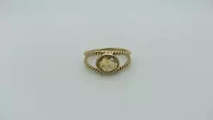 Anillo para dama vintage de oro amarillo 14K citrino con doble cuerda diseño vástago talla -7- - Imagen 1 de 1
