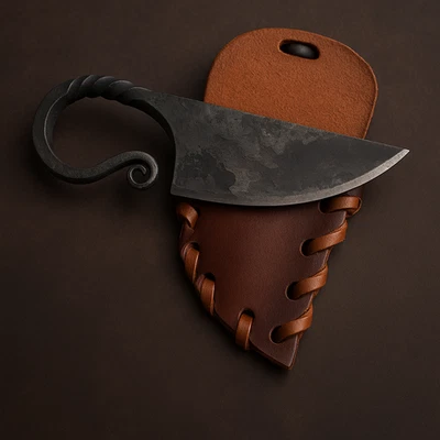 Wikinger Messer Mittelalter Halsmesser Handgeschmiedet Camping & Outdoor Leder - Bild 1 von 4