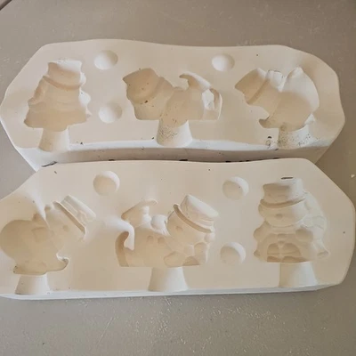 VINTAGE DOC HOLIDAY 745 THREE TUMBLING SNOWMEN SNOWMAN CERAMIC SLIP CAST MOLD - Image 1 of 4