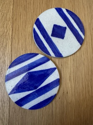 HABITAT vintage LOT 2 SOUS DESSOUS DE VERRE ANCIEN céramique - Photo 1/4