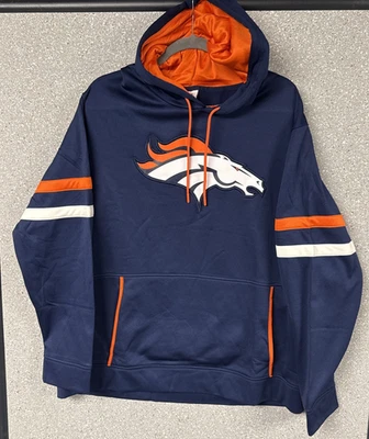 DENVER BRONCOS NFL Team Apparel Hoodie Men’s XL Blue Orange Logo Pullover NWT - Image 1 of 4