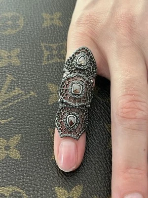 Anillo Loree Rodkin 18K WG Negro Rodio Telaraña Telaraña Bondage 4.00ct Diamantes Negros Foto 1 de 4
