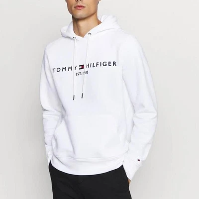 Tommy Hilfiger Logo Hoodie Sweatshirt Jumper in White Size S - image 1 of 4