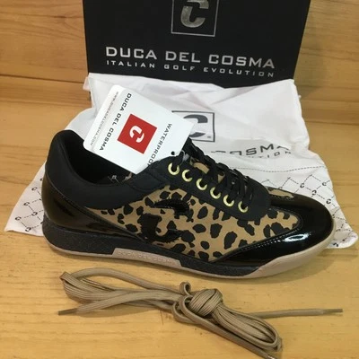 Sapato de golfe feminino impermeável Duca Del Cosma King Cheetah Spikeless tamanho 7.5 - Imagem 1 de 4