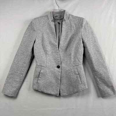 White House Black Market Jacket Blazer Womens Size 00 Gray Knit Peplum - Image 1 of 4