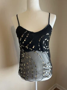 Y2K Grunge Cyber Indie Retro 90s Inspired Sheer Women’s Size S Beaded Sequin - Picture 1 of 6