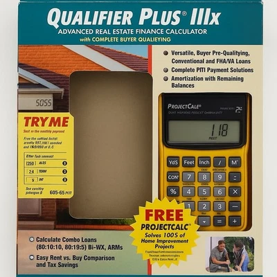 Qualifier Plus IIIx Real Estate Finance Calculator NIB Missing 1 Free Proj Call - Image 1 of 4