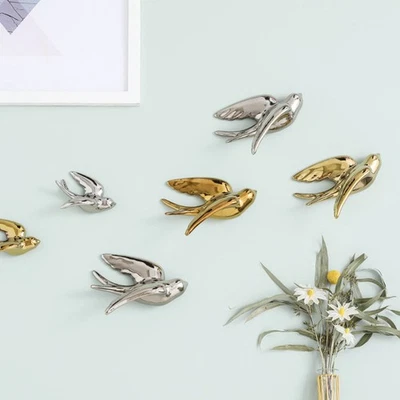 1pc Exquisite Bird Statue Wall Decor Ceramic Wall Hanging Decor Home Adornment - Image 1 of 4