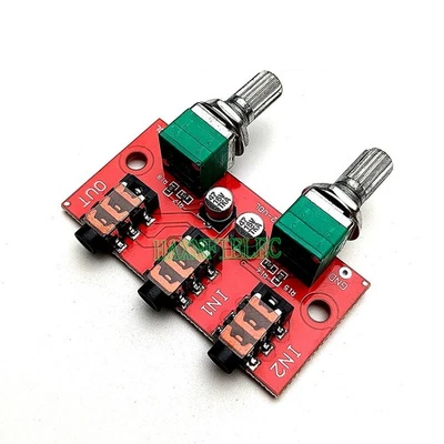 Two Way Input Dual Channel Stereo Passive Audio Mixing Board Signal Mixer - Image 1 of 3
