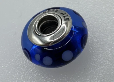 Pandora Moments Blue Bubbles Sterling Silver Murano Glass Charm - Image 1 of 4