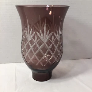 4 1/2" Amatista Grabada Huracán Vela Lámpara Pantalla Chimenea Corte Diamante 2 1/4 Fi - Imagen 1 de 6