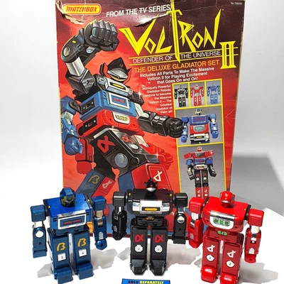 Voltron II DELUXE GLADIATOR SET w BOX 1984 Blue, Black & Red figures NICE & RARE - Image 1 of 4