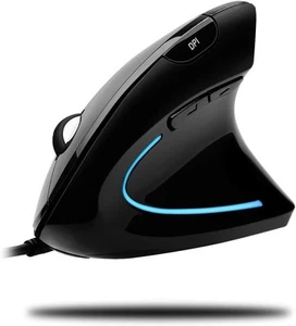 Vertical Ergo Mouse Glossy USB 1600 dpi 6 Button For Right Hand - Picture 1 of 7