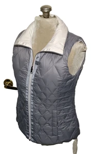 GH Bass Women's Reversible Puffer Vest XS Sleeveless Duck Down Full Zip Pink Gry - Picture 1 of 24