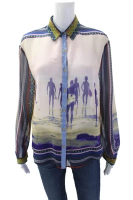 Blusa Clover Canyon para mujer con estampado gráfico con botones multicolor talla M Foto 1 de 4