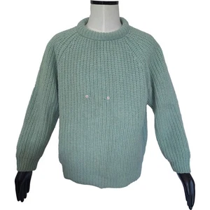 Cornish Jumpers Fishermans Jumper mens XL P2P 24 Green Wool vintage holes - Picture 1 of 14