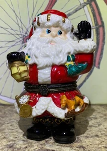 Caja baratija con bisagras de porcelana de Papá Noel Kurt Adler decoración de Navidad - Imagen 1 de 14
