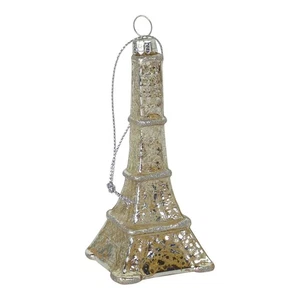 Mercury-Style Glass Eiffel Tower 4" Christmas Ornament | Silver Paris France - Picture 1 of 5
