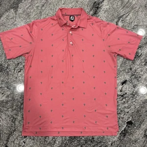 FootJoy Cactus Print Lisle Self Collar Polo Mens XL Golf Shirt Watermelon #585 - Picture 1 of 9