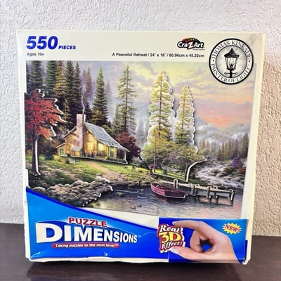 “A Peaceful Retreat” Thomas Kinkade 550 Piezas Puzzle Dimensiones Efecto 3D RARO Foto 1 de 4