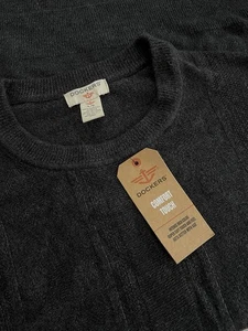 NWT Dockers Mens Large Charcoal Acrylic Comfort Touch Cable Knit Sweater - Picture 1 of 17