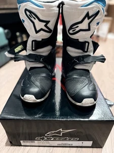 Alpinestars Tech 3s Kids Youth Boots White/Black/Blue Size 1 - Picture 1 of 9