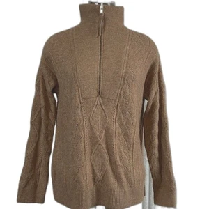 Talbots bräunlich hellbraun halber Reißverschluss Stehkragen, weicher Strickpullover Small - Bild 1 von 10