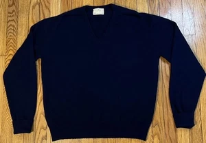 VTG 80's LL Bean Navy Blue V Neck Sweater 100% Lambs Wool Men’s XL Made In USA - Picture 1 of 8