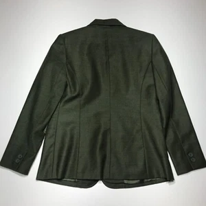 Chadwicks Petite Blazer Jacket Womens Size 6P Green 2 Button 100% Wool - Picture 1 of 13