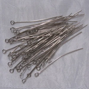 SET MIT 100 AUGENSTANGEN SCHNALLENNÄGEL 45mm x 0,7mm METALL SILBER GRAU - A104 - Bild 1 von 4