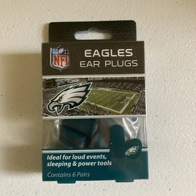 Philadelphia Eagles NFL Tapones para los oídos de espuma Colores y logotipo del equipo 6 pares NUEVO EN CAJA GRATIS DE LÁTEX Foto 1 de 4