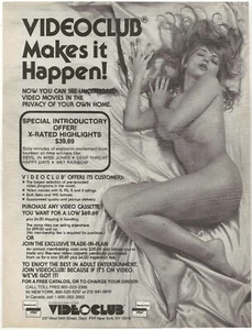 Vintage Print Ad VIDEOCLUB Makes It Happen! - Erotikfilme zu Hause - Sept 1982 - Bild 1 von 5
