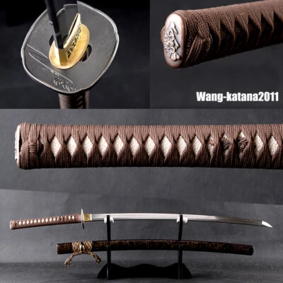 Espada afilada samurai japonesa Katana de acero T10 plegada damasco templado de arcilla de 40"" Foto 1 de 4