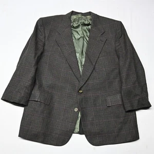 Vtg Bill Blass 48R Houndstooth Flannel Tweed Wool Blazer Jacket Sport Coat - Picture 1 of 12
