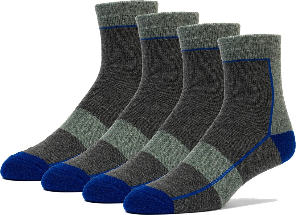 4 pares de calcetines premium de lana merino con cuarto de tobillo para senderismo al aire libre diseñados en EE. UU. Foto 1 de 4
