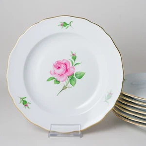 Meissen 8 x Speiseteller Rote Rose 25 cm 1. Wahl Neuwertig - Picture 1 of 17