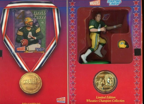 1999 Figure Favre Card Starting Brett Medallion Lineup Wheaties Box Packers Bay Cover