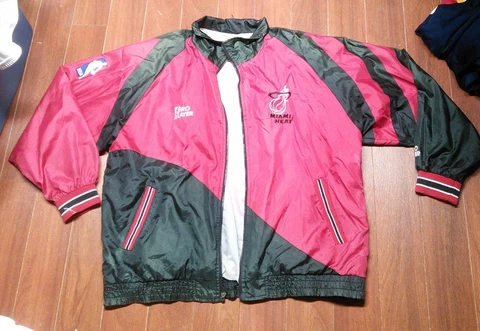 Vintage 90s Pro Player x Miami Heat Jacket Nylon Multicolor NBA Red Black Sz L Cover