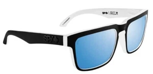 Spy Optic HELM Sunglasses - Whitewall / HAPPY BOOST POLAR ICE BLUE Mirror NEW - Picture 1 of 4