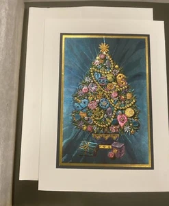 VINTAGE HENRI LAFAYETTE SALESMAN SAMPLE CHRISTMAS TREE GREETING CARD - Picture 1 of 3
