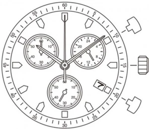Watch Movement Quartz .Miyota/Citizen FS00 Date at 4 Chronograph - Picture 1 of 2