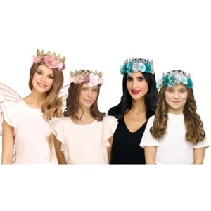 Fantasy Fairy Floral Flower Crown Halloween Costume Accessory Pink Blue Gold Sil - Picture 1 of 5